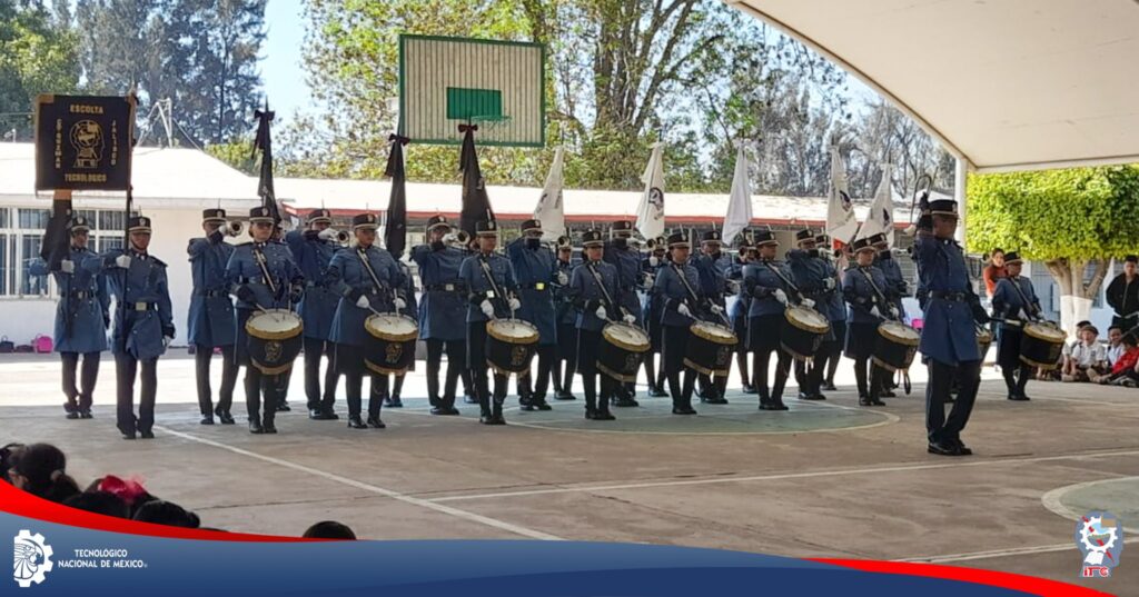 Escoltas y Bandas de Guerra del TecNM Campus Ciudad Guzmán, promoviendo valores cívicos y fortaleciendo los lazos entre comunidades educativas.